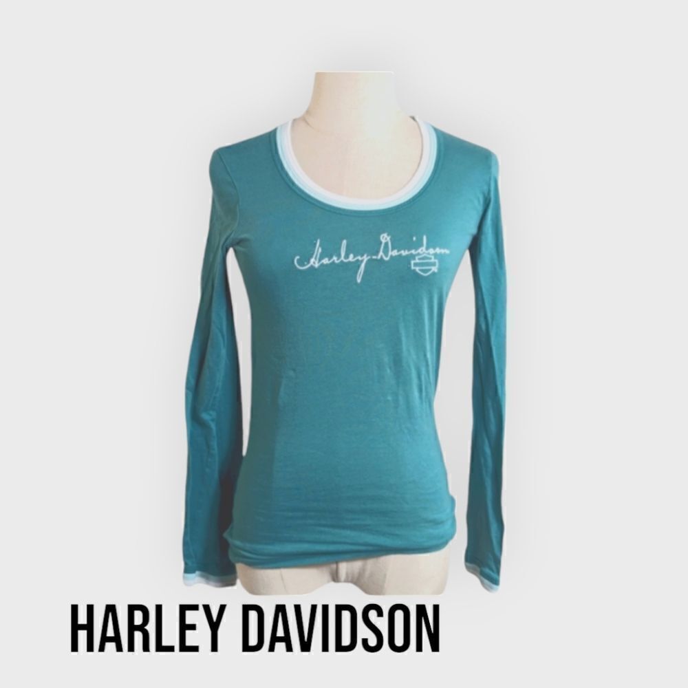 Harley Davidson Aqua Long Sleeve Tee Shirt